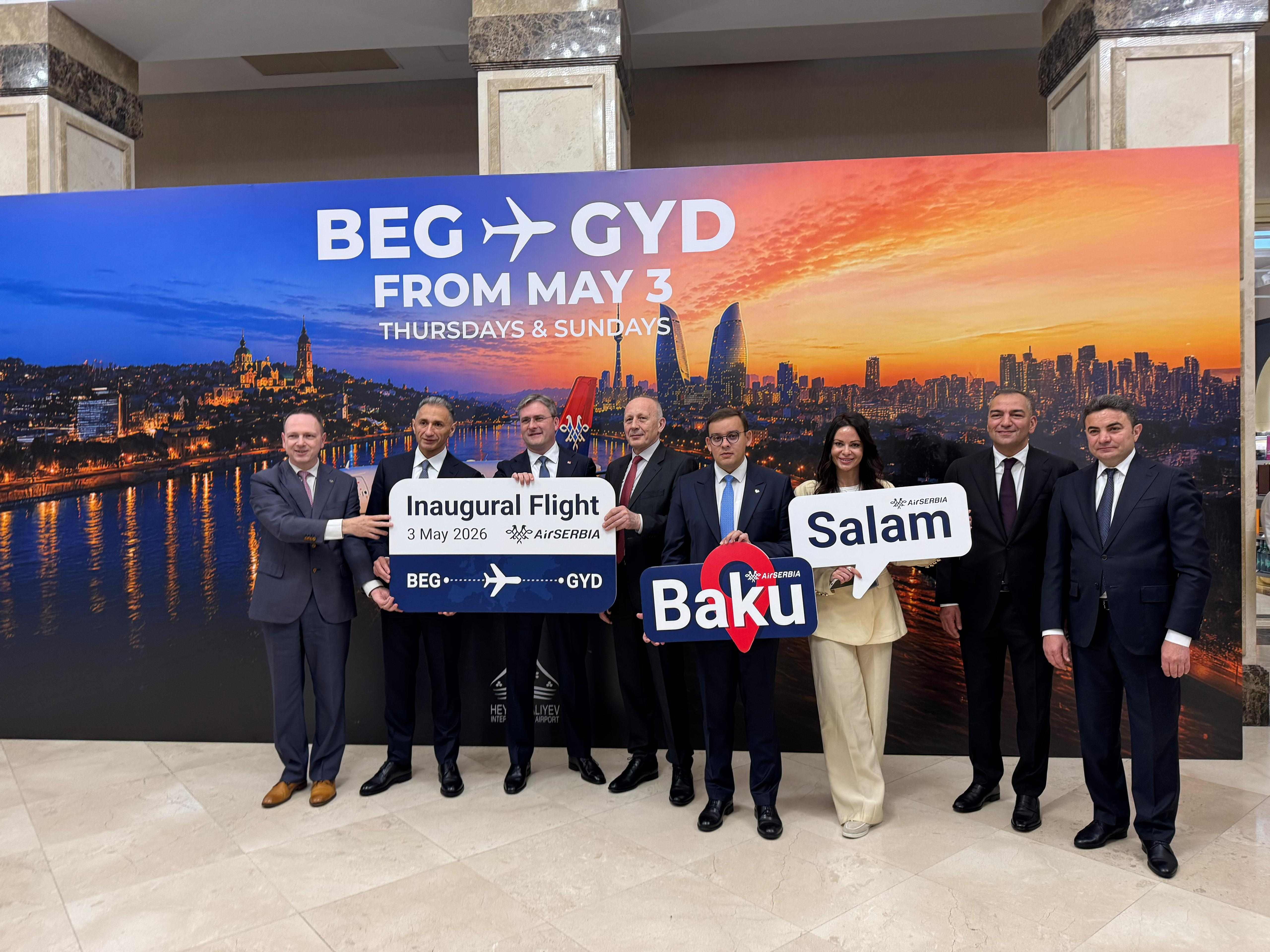 Selaković na prvom inauguracionom letu  Beograd–Baku